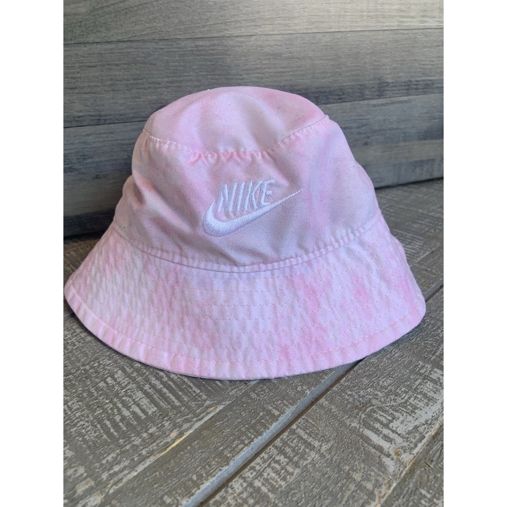 Nike Bucket‎ Hat Infant Pink White Logo Swoosh Infant Cap Baby Girl Pastel Strap
